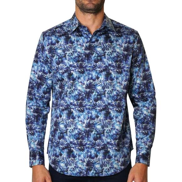 Robert Graham Flemming Blue Floral Shirt M NEW Classic Fit Button-Up Long Sleeve